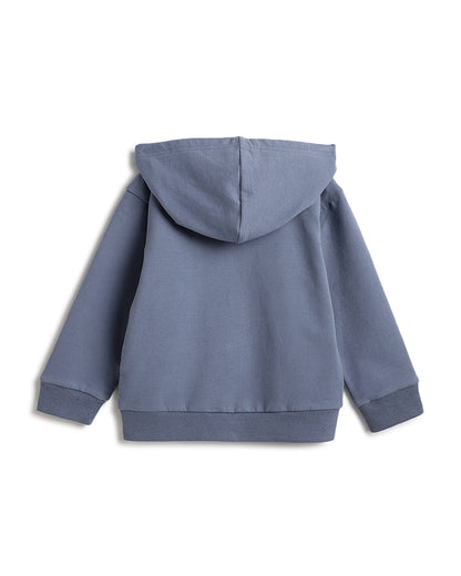 Chicco Navy Blue Winter Wear Hooded Cardigan-Solid-Cotton-For Infants