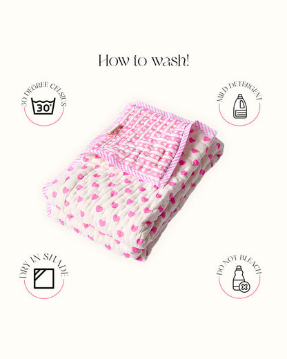 Torii Quilt for Baby-100% Cotton Muslin-Ultra Soft & Breathable-Cream-With Love-24M+