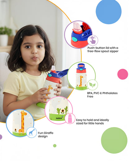 Nuluv Giraffe Spout Sipper-With Push Button Lid-BPA & PVC Free-300 ml