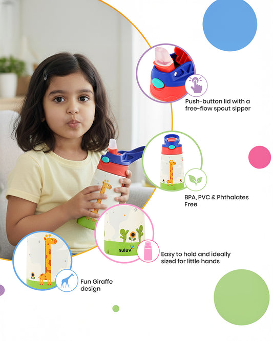 Nuluv Giraffe Spout Sipper-With Push Button Lid-BPA & PVC Free-300 ml