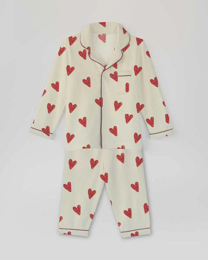 Cocoon Care Beige Nightsuit-Bamboo-Heart-For Infants
