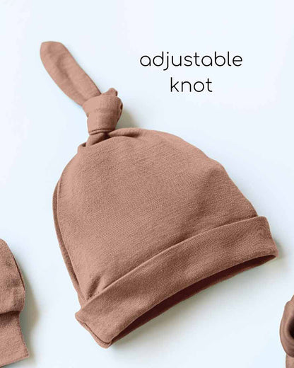 Cocoon Care Brown Caps, Booties & Mittens Set-Bamboo-Solid-For Infants