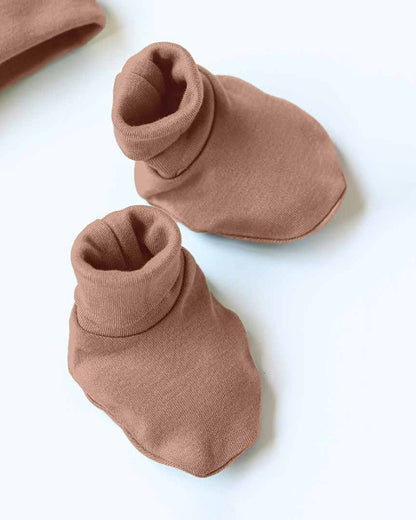 Cocoon Care Brown Caps, Booties & Mittens Set-Bamboo-Solid-For Infants