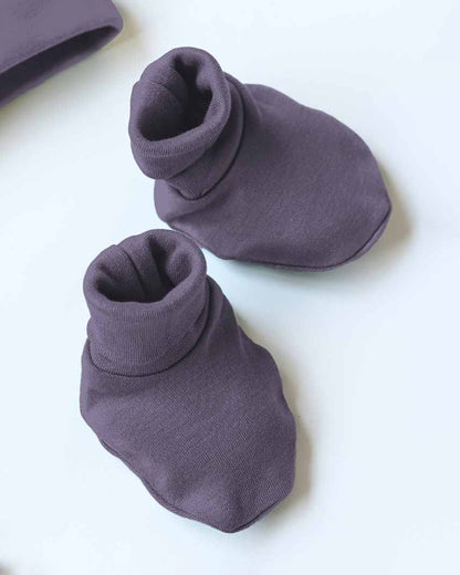Cocoon Care Plum Caps, Booties & Mittens Set-Bamboo-Solid-For Infants
