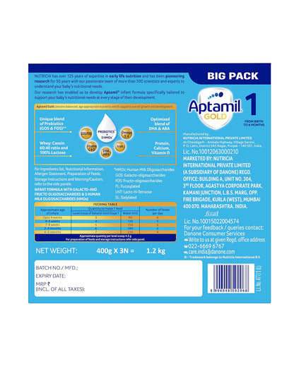Aptamil Gold Infant Formula Milk Powder-Stage 1-For 0 to 6M
