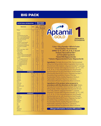 Aptamil Gold Infant Formula Milk Powder-Stage 1-For 0 to 6M