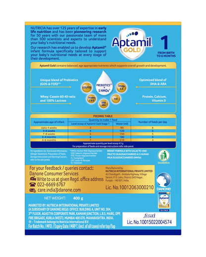 Aptamil Gold Infant Formula Milk Powder-Stage 1-For 0 to 6M
