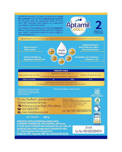Aptamil Gold Follow Up Infant Formula Milk Powder-Stage 2-For 6 to 12M