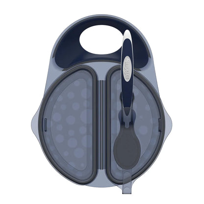 Dr. Brown’s Travel Fresh Bowl & Spoon Set - Dark Blue - Dishwasher Safe - Easy Grip - For Feeding Infants