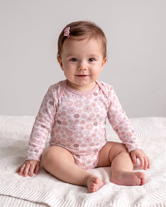 Twingle 100% Organic Cotton Bodysuits-Envelope Neck for Easy Dressing-Nickel Free Snaps-Long Sleeves-Solid-Pastel Pink & White-Pack of 2-For Infants