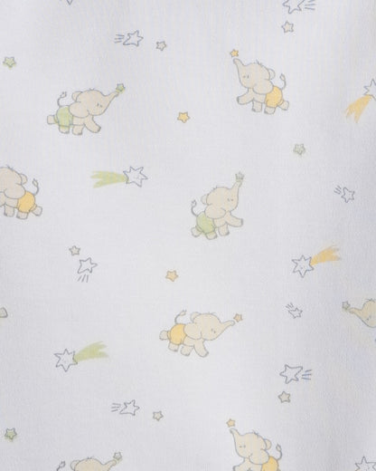 Twingle 100% Organic Cotton Bodysuits-Envelope Neck for Easy Dressing-Nickel Free Snaps-Long Sleeves-Elephant & Dino Print-White-Pack of 2-For Infants