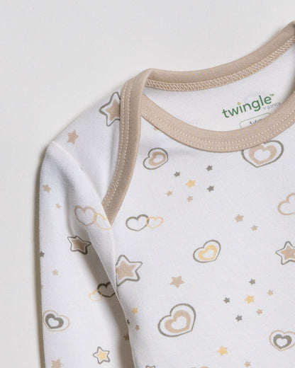 Twingle 100% Organic Cotton Bodysuits-Envelope Neck for Easy Dressing-Nickel Free Snaps-Long Sleeves-Solid-Pastel Pink & White-Pack of 2-For Infants