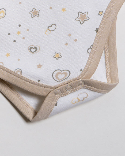 Twingle 100% Organic Cotton Baby Bodysuit & Leggings Set-Long Sleeves-Nickel Free Snaps-White-Hearts & Stars Print-For Infants
