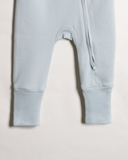 Twingle 100% Organic Cotton Baby Zipsuits-Sleepsuits-Two Way Zipper-Inbuilt Booties & Mittens-Sage Green & Light Blue-Solid-Pack of 2-For Infants