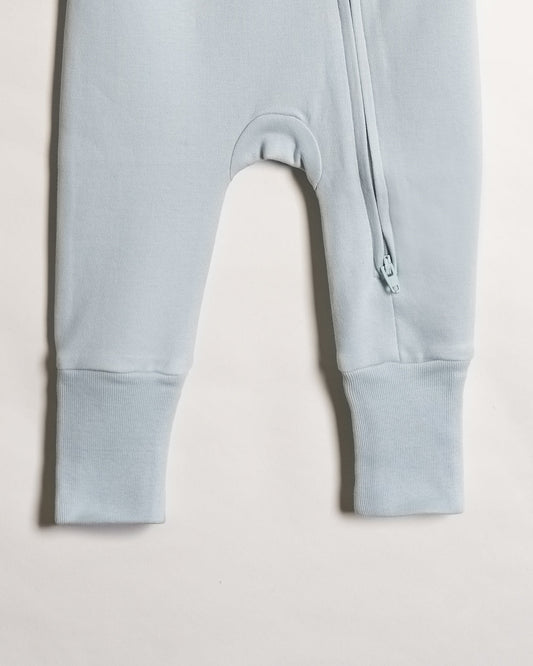 Twingle 100% Organic Cotton Baby Zipsuits-Sleepsuits-Two Way Zipper-Inbuilt Booties & Mittens-Sage Green & Light Blue-Solid-Pack of 2-For Infants