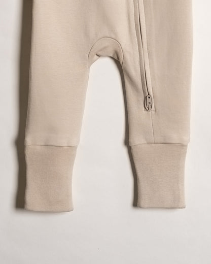 Twingle 100% Organic Cotton Baby Zipsuits-Sleepsuits-Two Way Zipper-Inbuilt Booties & Mittens-Beige & Pastel Pink-Solid-Pack of 2-For Infants