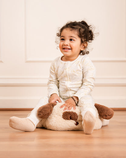 Twingle 100% Organic Cotton Baby Zipsuit-Sleepsuit-Two Way Zipper-Inbuilt Booties & Mittens-White-Dino Print-For Infants