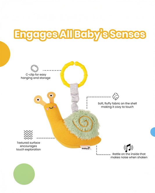 nuluv Snail Buddy Rattle Toy-Easy Attachment with Stroller & Crib-For 3M+