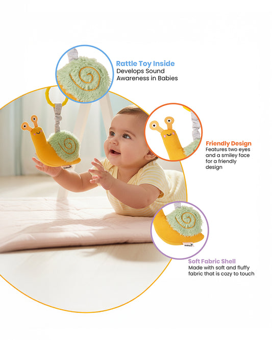 nuluv Snail Buddy Rattle Toy-Easy Attachment with Stroller & Crib-For 3M+