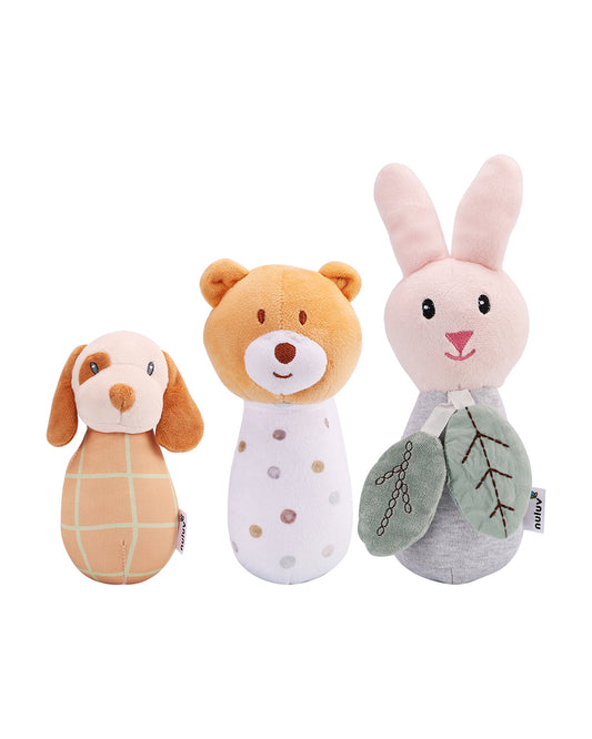 nuluv Sensory Cuddlies Squeaker Soft Toy & Rattle with Crinkle Sound-Set of 3-Plush Toy For 3M+