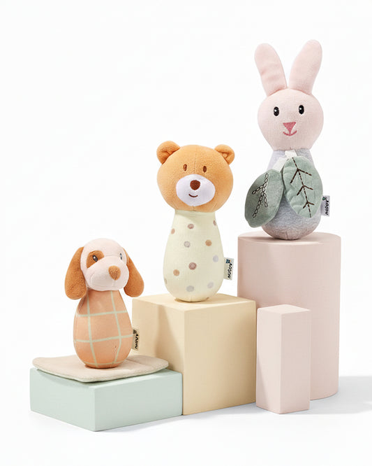 nuluv Sensory Cuddlies Squeaker Soft Toy & Rattle with Crinkle Sound-Set of 3-Plush Toy For 3M+