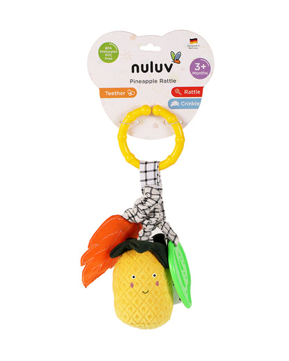 nuluv Pineapple Rattle Toy with Crinkle Sound-Easy Attachment with Stroller & Crib-For 3M+