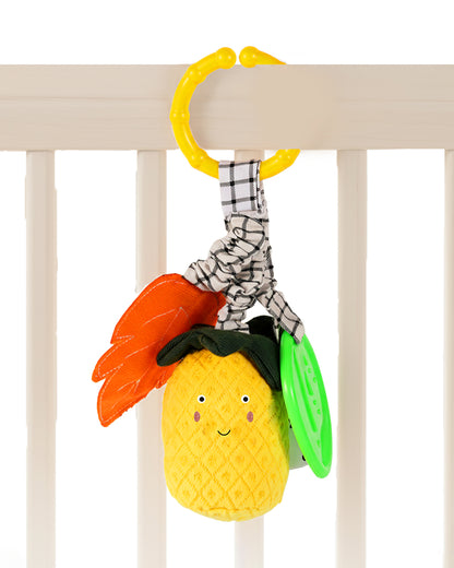 nuluv Pineapple Rattle Toy with Crinkle Sound-Easy Attachment with Stroller & Crib-For 3M+