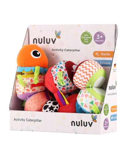 nuluv Activity Caterpillar Rattle & Soft Toy with Crinkle Sound-Non Toxic-Plush Toy-For 3M+