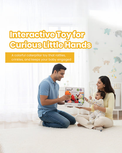 nuluv Activity Caterpillar Rattle & Soft Toy with Crinkle Sound-Non Toxic-Plush Toy-For 3M+