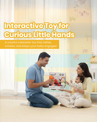 nuluv Activity Caterpillar Rattle & Soft Toy with Crinkle Sound-Non Toxic-Plush Toy-For 3M+