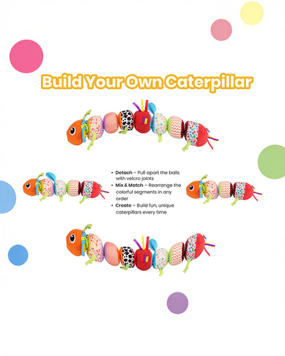 nuluv Activity Caterpillar Rattle & Soft Toy with Crinkle Sound-Non Toxic-Plush Toy-For 3M+