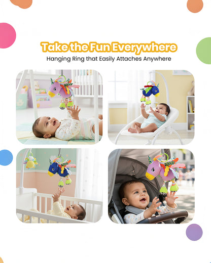 nuluv Sparkly Unicorn Rattle Toy with Crinkle Sound-Easy Attachment with Stroller & Crib-For 3M+
