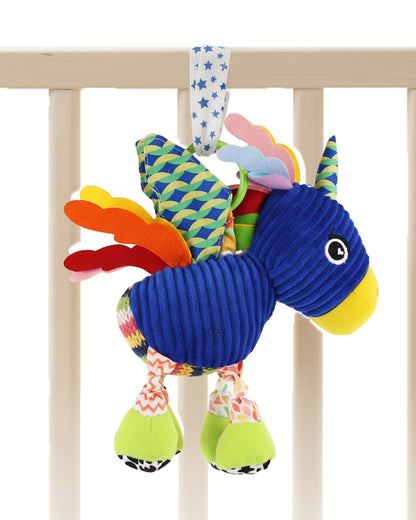 nuluv Sparkly Unicorn Rattle Toy with Crinkle Sound-Easy Attachment with Stroller & Crib-For 3M+