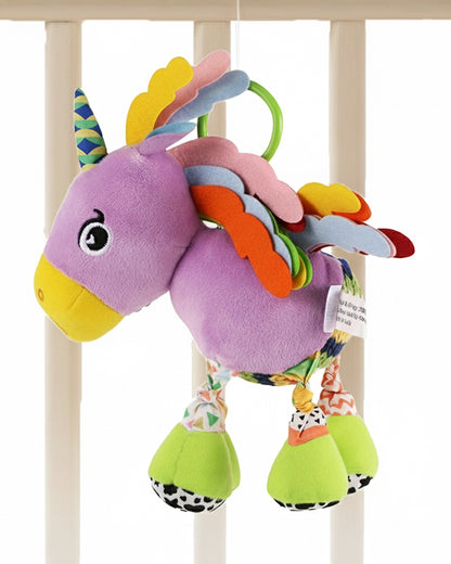 nuluv Sparkly Unicorn Rattle Toy with Crinkle Sound-Easy Attachment with Stroller & Crib-For 3M+