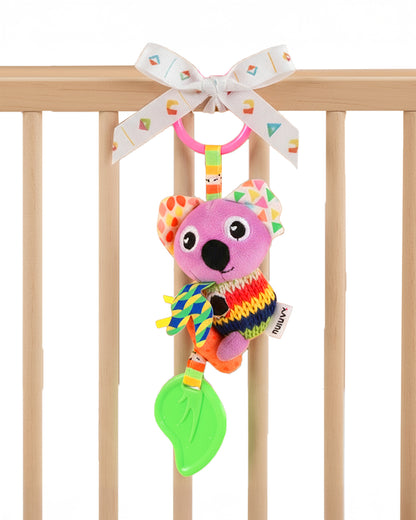 nuluv Activity Koala Squeaker Soft Toy & Teether with Crinkle Sound-Easy Attachment with Stroller & Crib-For 3M+