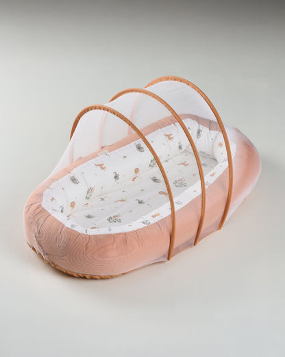 Aariro Cozy Nest Mosquito Net-Baby Gadda Set-Wild Safari-Organic Cotton-Newborn Bed-0-8M