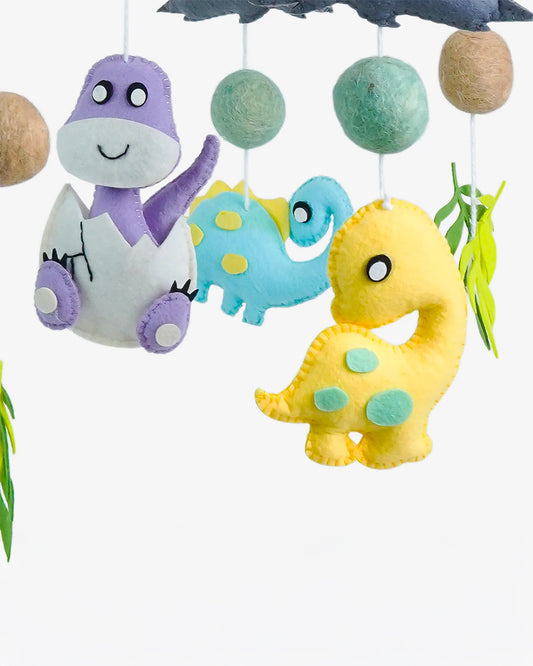 Babble Wrap Cot Mobile-Dino Doze-Stimulates Baby's Visual Senses-For Calm Baby Sleep