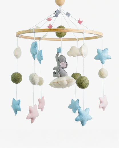 Babble Wrap Cot Mobile-Ellie on a cloud-Stimulates Baby's Visual Senses-For Calm Baby Sleep