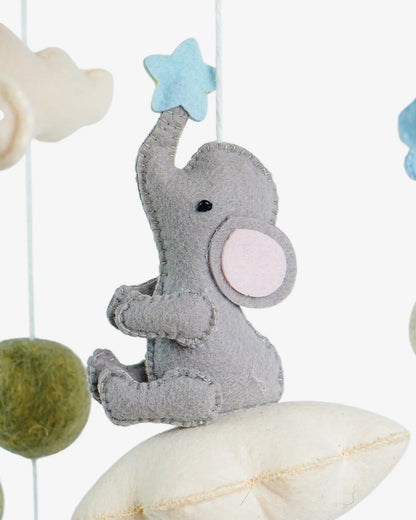Babble Wrap Cot Mobile-Ellie on a cloud-Stimulates Baby's Visual Senses-For Calm Baby Sleep