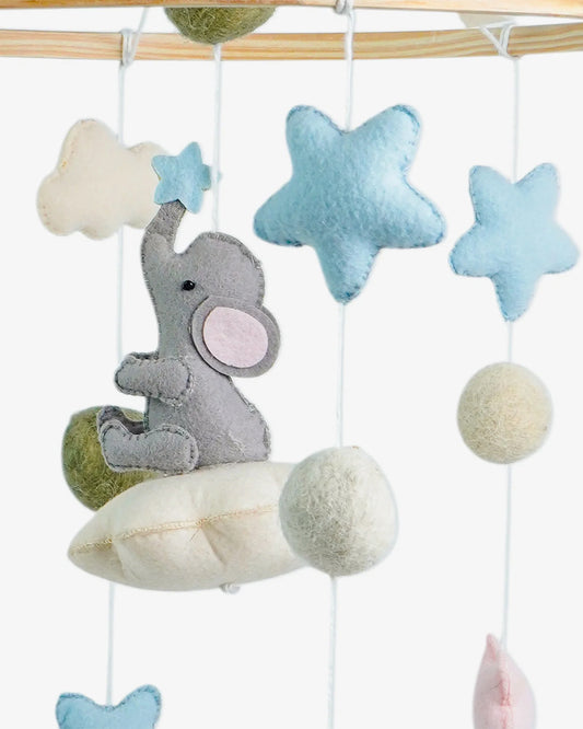 Babble Wrap Cot Mobile-Ellie on a cloud-Stimulates Baby's Visual Senses-For Calm Baby Sleep