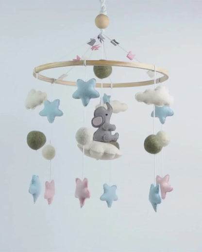 Babble Wrap Cot Mobile-Ellie on a cloud-Stimulates Baby's Visual Senses-For Calm Baby Sleep