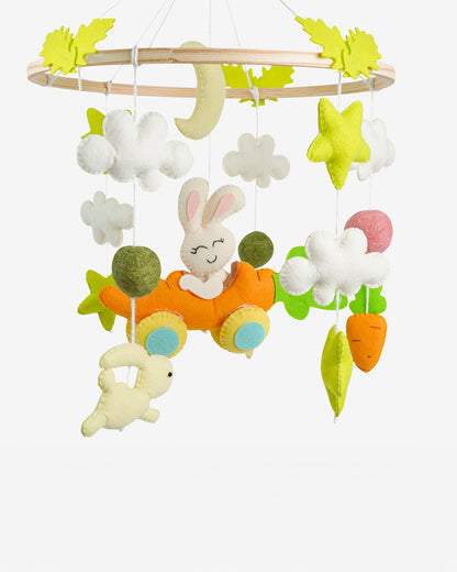 Babble Wrap Cot Mobile-Carrot Cruiser Bunny-Stimulates Baby's Visual Senses-For Calm Baby Sleep