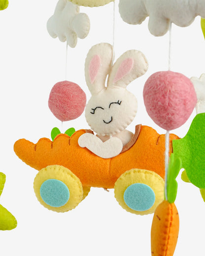 Babble Wrap Cot Mobile-Carrot Cruiser Bunny-Stimulates Baby's Visual Senses-For Calm Baby Sleep