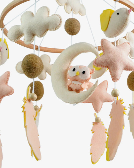 Babble Wrap Cot Mobile-Owl Moonlight-Stimulates Baby's Visual Senses-For Calm Baby Sleep