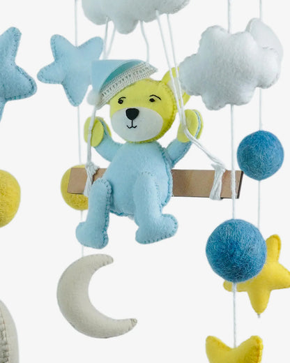 Babble Wrap Cot Mobile-Teddy on a Swing-Stimulates Baby's Visual Senses-For Calm Baby Sleep
