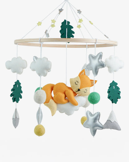 Babble Wrap Cot Mobile-Dreamy Cloud Fox-Stimulates Baby's Visual Senses-For Calm Baby Sleep