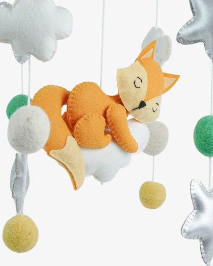 Babble Wrap Cot Mobile-Dreamy Cloud Fox-Stimulates Baby's Visual Senses-For Calm Baby Sleep