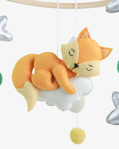 Babble Wrap Cot Mobile-Dreamy Cloud Fox-Stimulates Baby's Visual Senses-For Calm Baby Sleep