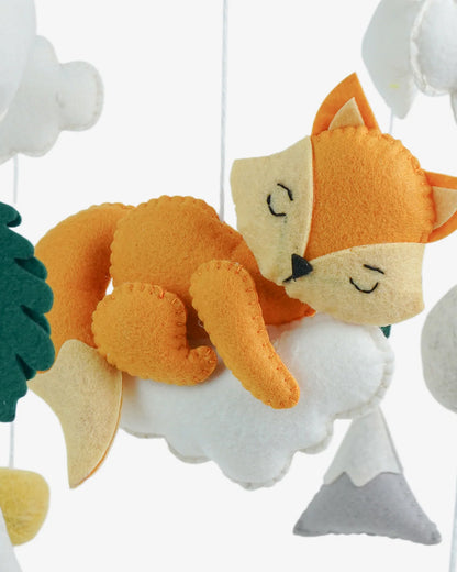 Babble Wrap Cot Mobile-Dreamy Cloud Fox-Stimulates Baby's Visual Senses-For Calm Baby Sleep