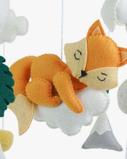 Babble Wrap Cot Mobile-Dreamy Cloud Fox-Stimulates Baby's Visual Senses-For Calm Baby Sleep